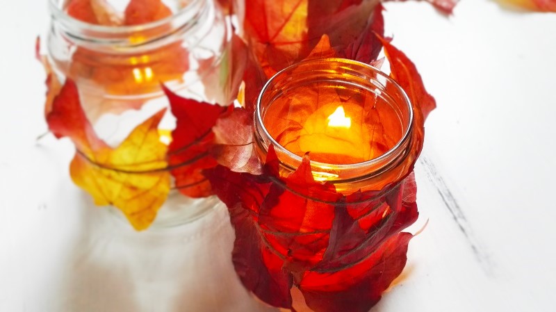 Herbstdeko mit Blättern Annefaktur.de