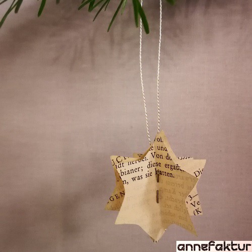 Weihnachtssterne, Papiersterne, Buchseiten, Keksausstecher, Ausstechformen, Berlin, Bastelblog, Annefaktur, DIY, Do it yourself, Weihnachten, Baumschmuck, Weihnachtsdeko